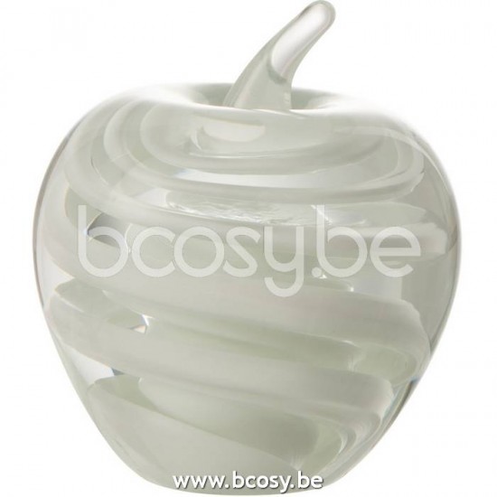 J Line Jline Fermacarte Mela Vetro Bianco Small Pisapapeles Manzana Cristal Blanco Small