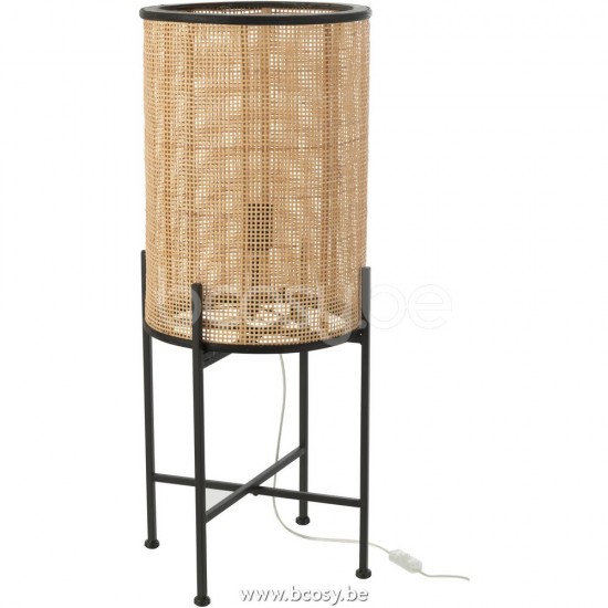 J Line 25694 Lamp Standing Bamboo Metal Nat L32xB32xH76 cm Vloerlampen Stalampen Staande Lampen Staanlampen