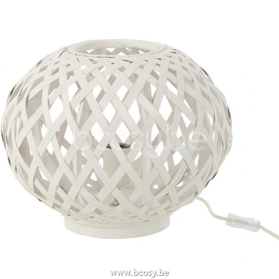 J Line 25698 Table Lamp Bamboo White L35xB35xH28 cm Tafellampen Leeslichten Leeslampen Binnenverlichting