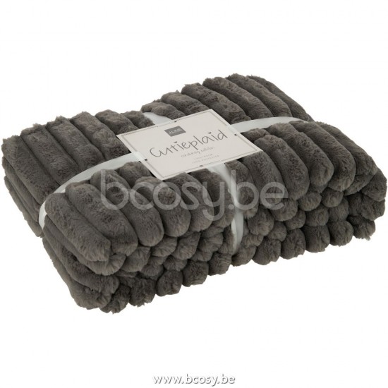 J Line 28041 Plaid Corduroy Polyester Donkergrijs L180xB130xH2 cm plaids deken dekens dekentjes quilts