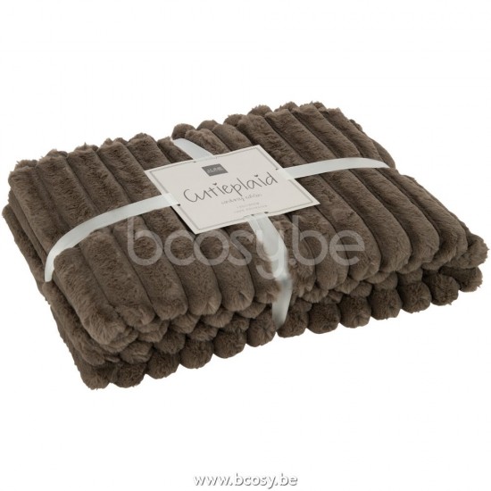 J Line 28043 Plaid Corduroy Polyester Taupe L180xB130xH2 cm plaids deken dekens dekentjes quilts