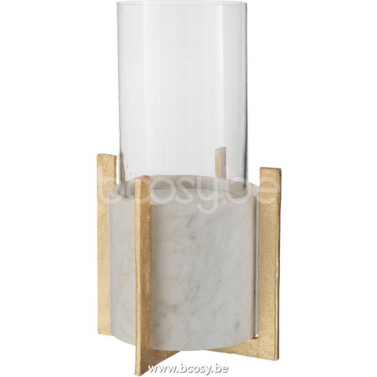 J Line Jline Glass Tealight Marble Metal Base Grey Champagne Large lanterns hurricanes