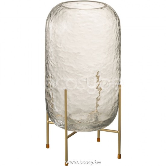 Jline Jarron Redondo Pie Vidrio Transparente Large