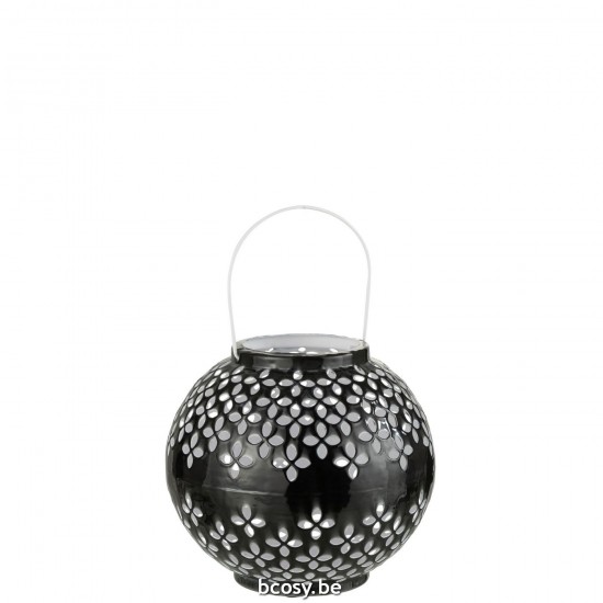 J Line Lantaarn Bol Geperforeerd Ijzer Zwart L20xB20xH19 cm windlichten lantaarns JO30122.