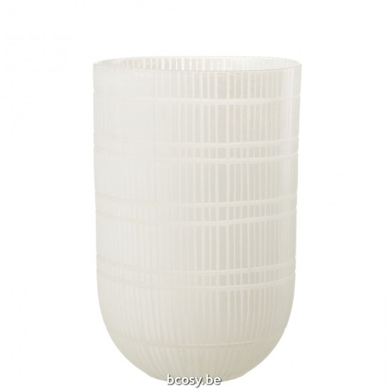 J Line Vase Round Cut Glass White.