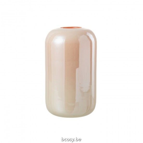 J Line Vaas Julien Glas Oranje Roze Large L17xB17xH29 cm bloemvaas bloemenvaas siervaas bloemvazen bloemenvazen siervazen JO30173.