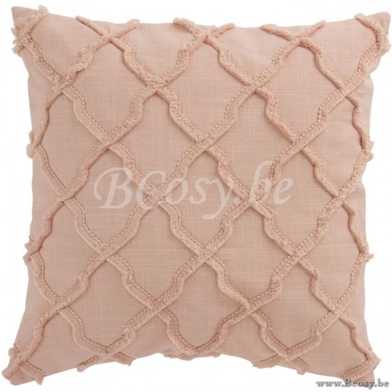 J Line Jline Cushion Wavy Rhombuses Cotton Light Pink cushion