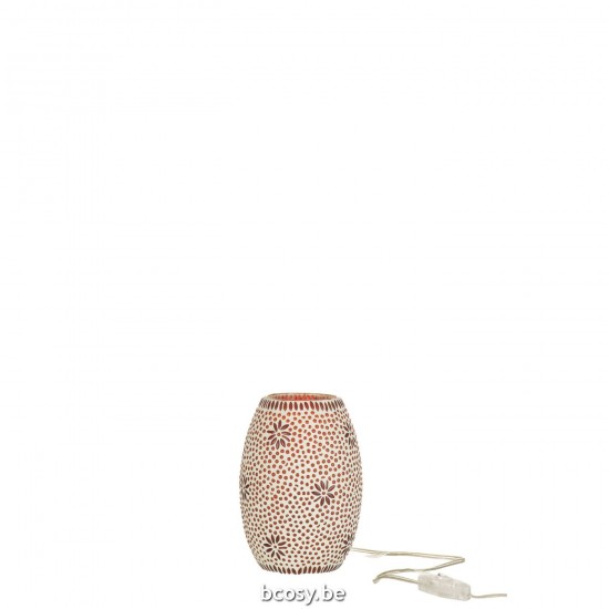 J Line Lamp Bram Glas Rood Small L12xB12xH20 cm Tafellampen Leeslichten Leeslampen Binnenverlichting JO31183.