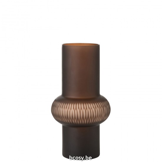J Line Vase Stripe Ball Glass Brown Small.