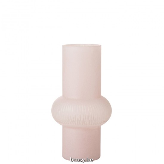 J Line Vaas Streep Bal Glas Lichtroze Small L20xB20xH36 cm bloemvaas bloemenvaas siervaas bloemvazen bloemenvazen siervazen JO32059.