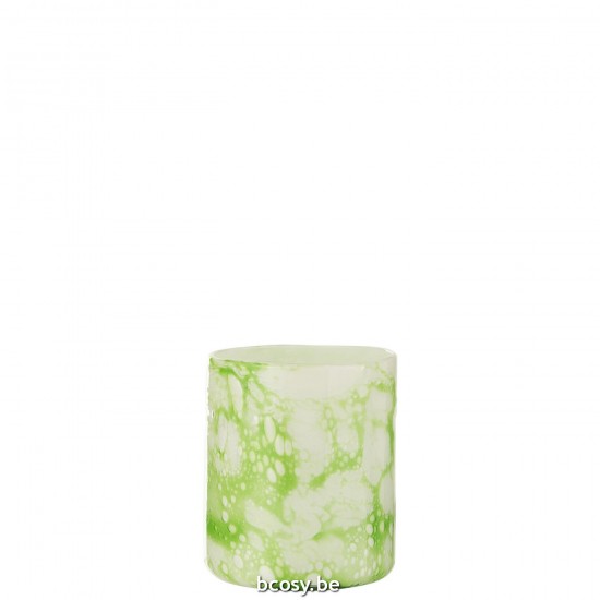 Jline Vaas Marmer Glas Groen Wit Medium.