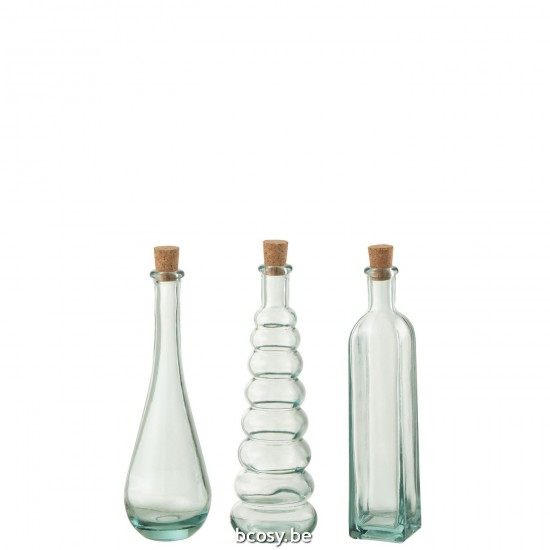 J Line bouteilles Jolipa Bouteilles Ronde Tourbillon Carre Verre Recycle Large Assortiment De 3.