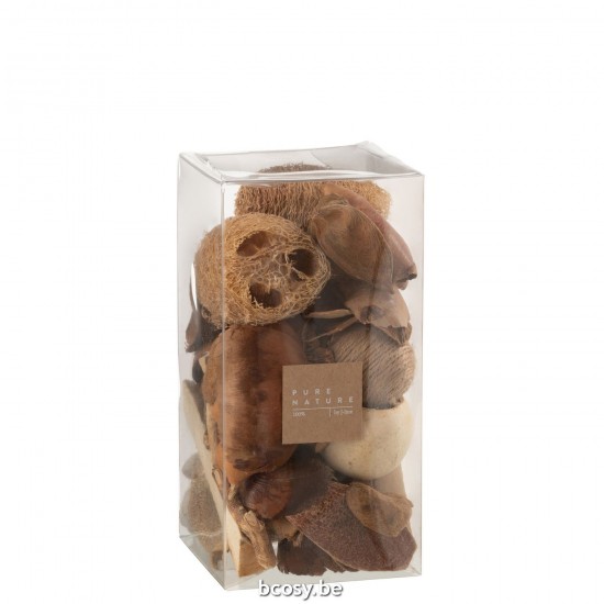 J Line Doos Gedroogde Noten Bruin L10xB10xH20 cm sierfruit JO32998.