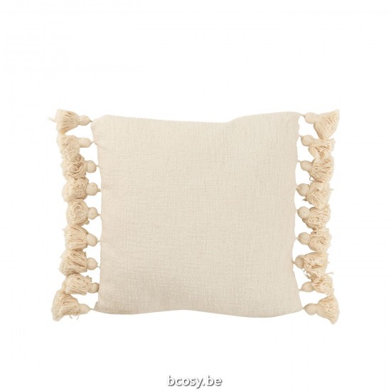 J Line coussins Jolipa Coussin Floches Coton Beige Carre.