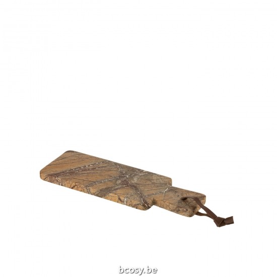 J Line Snijplank Oni Rechthoekig Marmer Bruin Oker Small L39xB10xH2 cm snijplanken snijplankjes JO34193.