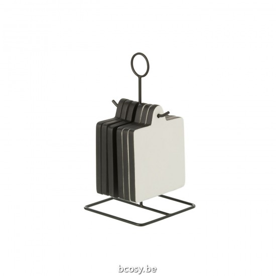 Jline Coaster Square Vik Wood With Black White glasuntersetzern.