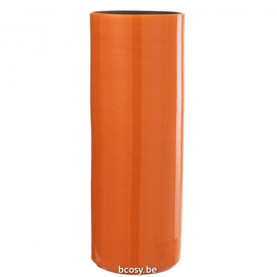 J Line Vase Flek Ceramic Orange Large L18xB18xH47 cm grote vazen Grote vaas Hoge vazen Hoge vaas JO34767.