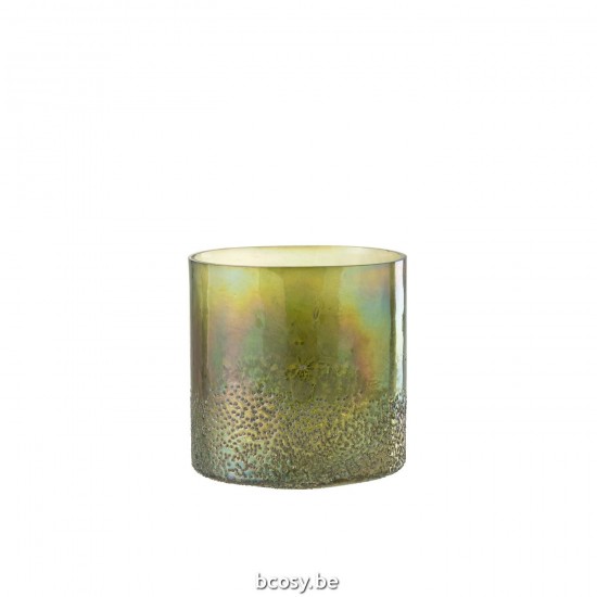 J Line Hurricane Glass Green Large tea lights holders.