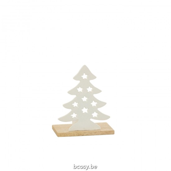 J Line Tealight Holder Christmas Tree Aluminium Wood White Natural Small tea lights holders.