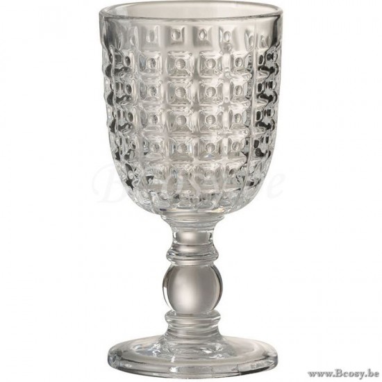 J Line 3686 Drinkglas Op Voet Motief Glas Transparant Large waterglazen glas glazen voor water h2o h20
