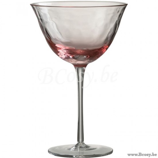 J Line Jline Bicchiere Da Cocktail Irregolare Vetro Rosa Copa De Coctel Irregular Vidrio Rosa