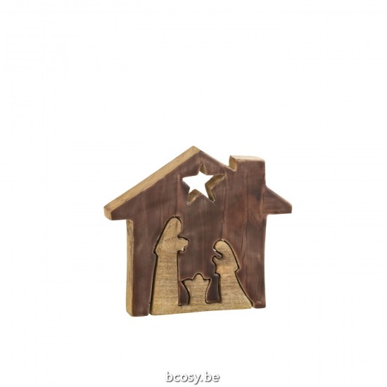 J Line Creche House Wood Brown Natural Large cribs nativity scenes.