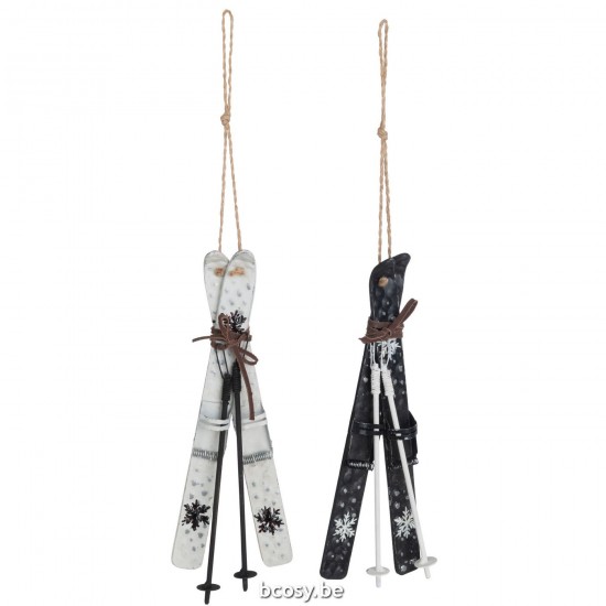 J Line Hangers Skis Metal Black White Assortment Of 2 box of baubles.
