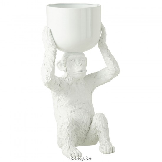 J Line Ice Bucket Monkey Polyresin White ice champagne wine buckets coolers.