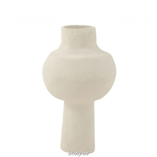 J Line Pot Original Papier Mache Wit decovaas decovazen JO40846.
