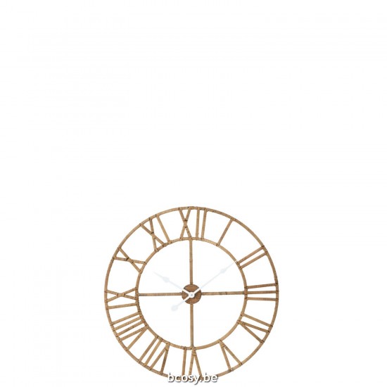 J Line Wandklok Roman Rotan Metaal Natuur Small klokken wandklokken muurklokken JO40925.