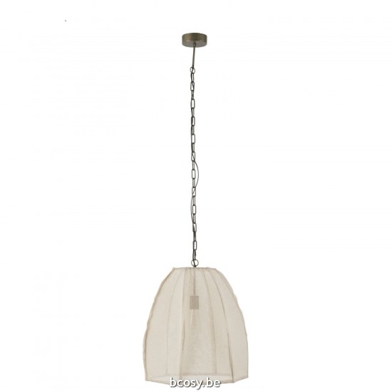 Jline Plafondlamp Peer Linnen Ijzer Wit Small.