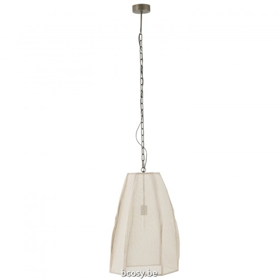 J Line Plafondlamp Peer Linnen Ijzer Wit Large hang pendellampen licht JO40965.