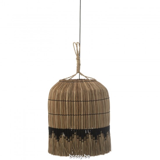 J Line Hanglamp Motief Gras Naturel Zwart hang pendellampen licht JO41525.