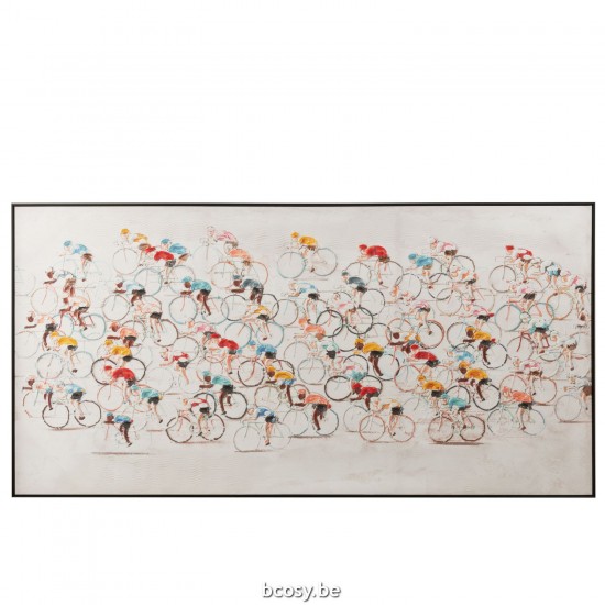 J Line Schilderij Wielrenners Canvas Verf Mix schilderijen kaders schilderijtjes JO42606.