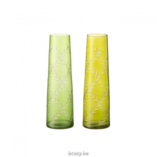 J Line vases Jolipa Vase Feuil Verre Vert Large Assortiment De 2.