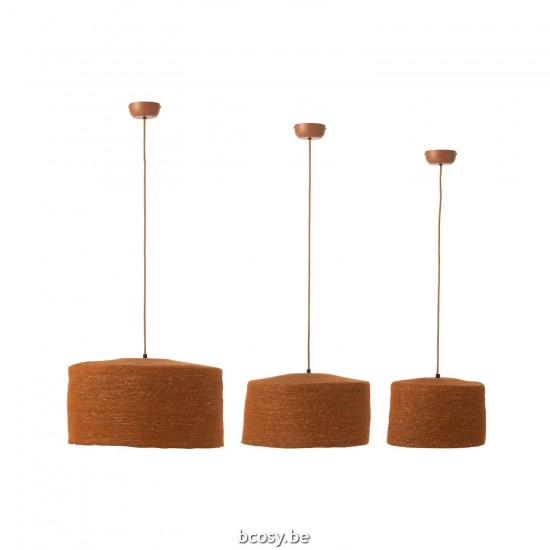 J Line Set Of 3 Hanging Lamp Moonj Grass Rust Suspensions pendant lights Suspended Overhead Lights Lamps.