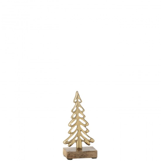 J Line Albero Piede Alluminio Legno Oro Small Árbol Sobre Base De Aluminio Madera Oro Small.