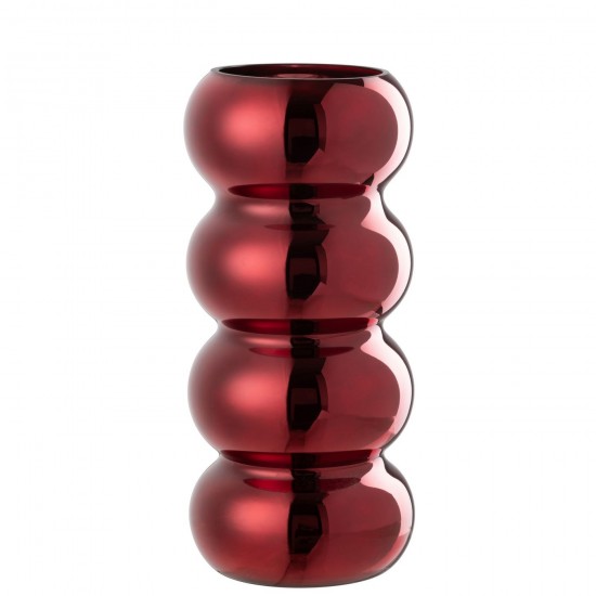 J Line Vaso Bruco Vetro Rosso Scuro Jarrón Oruga Vidrio Rojo Oscuro.