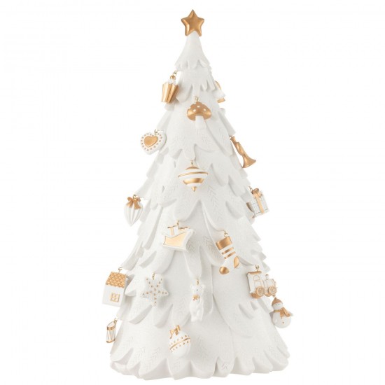 J Line Albero Di Natale Decorazioni Resina Bianco Oro Large Árbol De Navidad Adornos Resina Blanco Oro Large.
