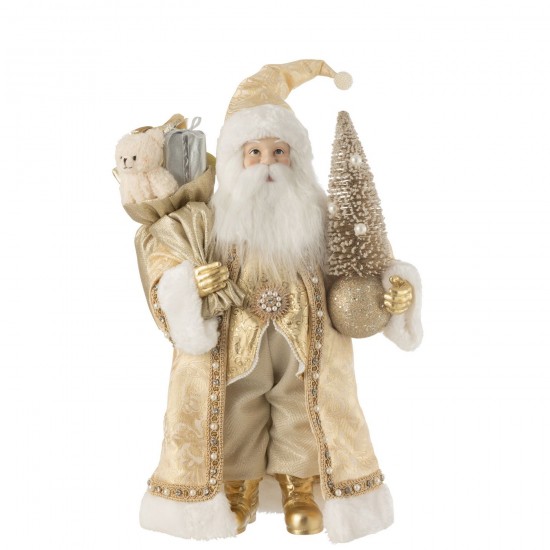 J Line Babbo Natale Deco Resina Tessuto Oro Santa Deco Resina Textil Oro.