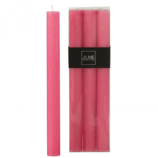 Jline Box Of 6 Table Candle Pink 9H.