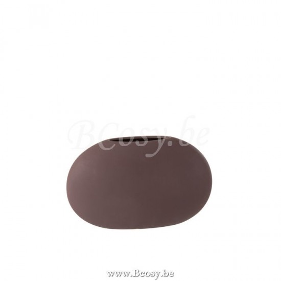 J Line Vaso Ovale Piatto Ceramica Malva Scuro Jarron Oval Plano Ceramica Malva Oscuro.