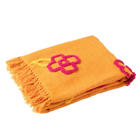 Jline Plaid Flores Algodón Naranja Rosa Amarillo.