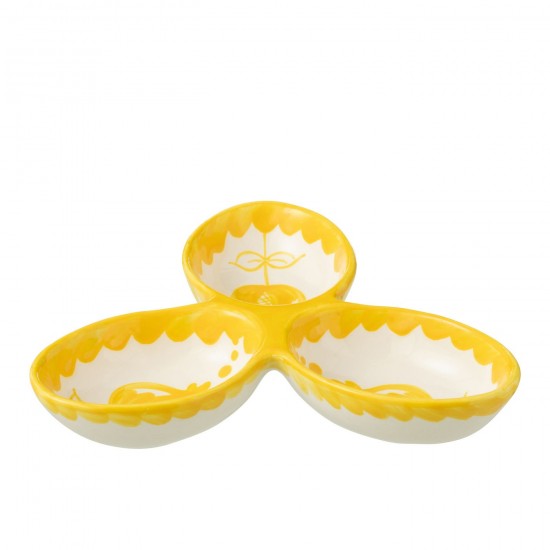 Jline Apero Dish Granada Clover Ceramic White Yellow.