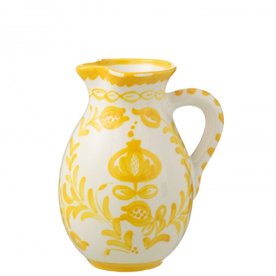 Jline Pitcher Granada Ceramic White Yellow Large.