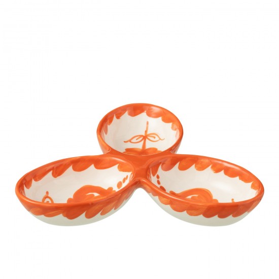 Jline Apero Dish Granada Clover Ceramic White Orange.