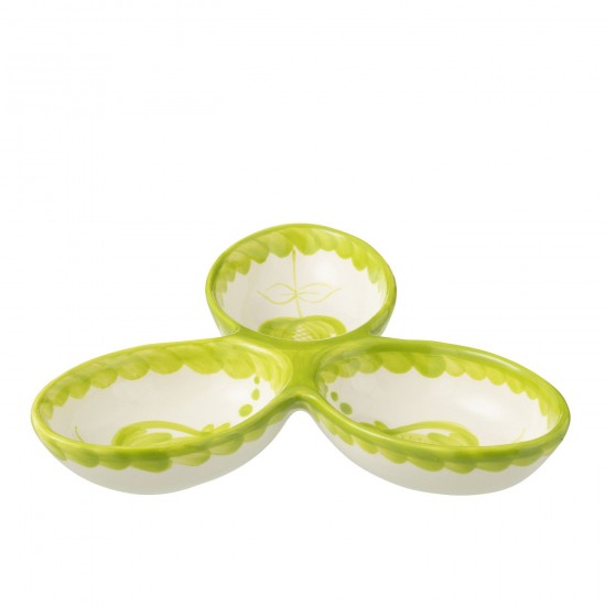 Jline Apero Dish Granada Clover Ceramic White Green.