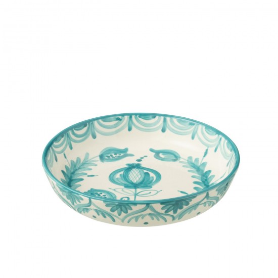 Jline Bowl Granada Low Ceramic White Aqua Large.