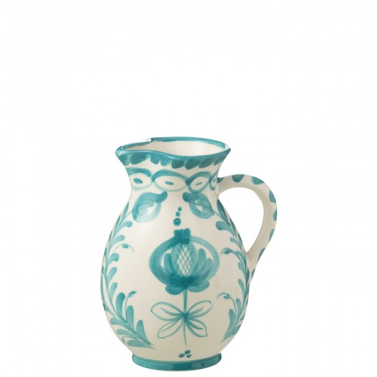 J Line Pitcher Granada Ceramic White Aqua Medium Pitcher Granada Ceramic White Aqua Medium.