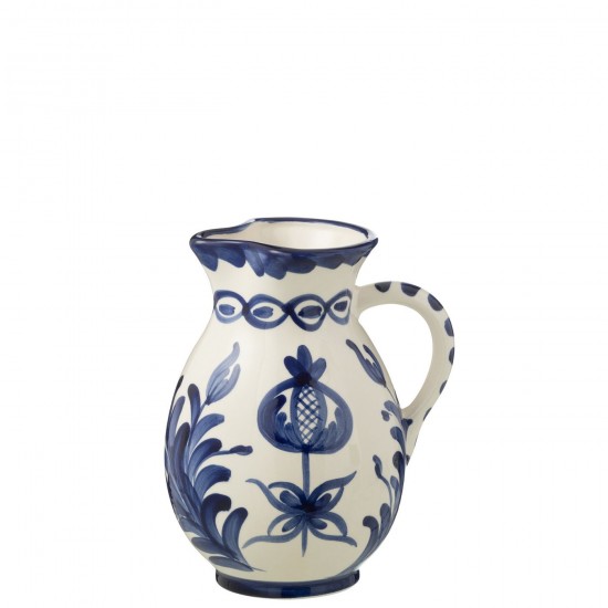 J Line Pitcher Granada Ceramic White Cobalto Blue Medium Pitcher Granada Ceramic White Cobalto Blue Medium.